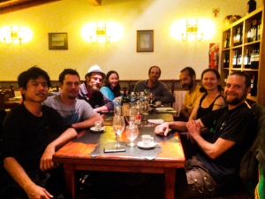 The complete crew together at Alberto's.  Tsungsu, myself, Luke, Kevi, Tom, Barbara and Vincenz