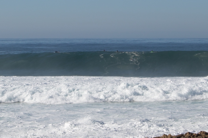 And this photo demonstrates why it was basically pros only out there.  15 foot top-to-bottom waves and a shallow and sharp reef below.   This place can produce severe beatings!