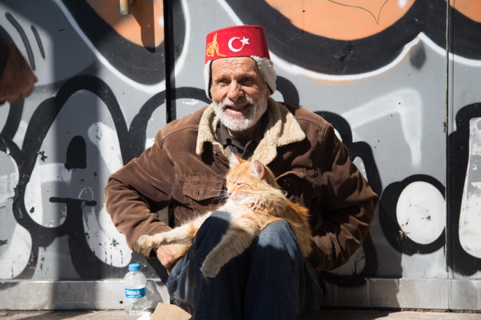 Istanbul is a city of many cats.  This guy is obviously a feline lover